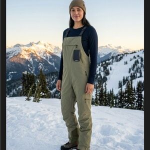 NWT Mountain Hardwear Firefall Bib Women's Snow Pants olive green XL extra large